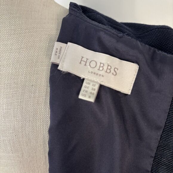 Hobbs London Womens 8 Navy Blue Tailored Sheath Dress Knee Length Sleeveless - Picture 7 of 8
